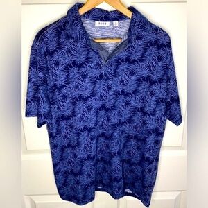 ROWM Tropical Palm Leaf Print Polo Shirt Men’s Size Large Navy Blue, Date Night